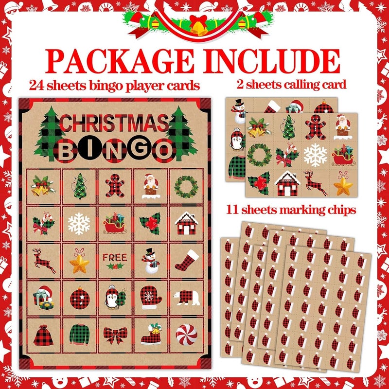 Joy Bang Christmas Games for Kids, 24 Player Christmas Bingo Cards Crafts for Kids Winter Holiday Games Activities for Family Large Group Classroom Xmas Party Favors Supplies Gifts - Image 2